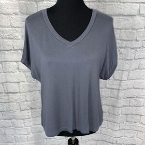 Z Supply women S v-cut short sleeve loose fit top grey
